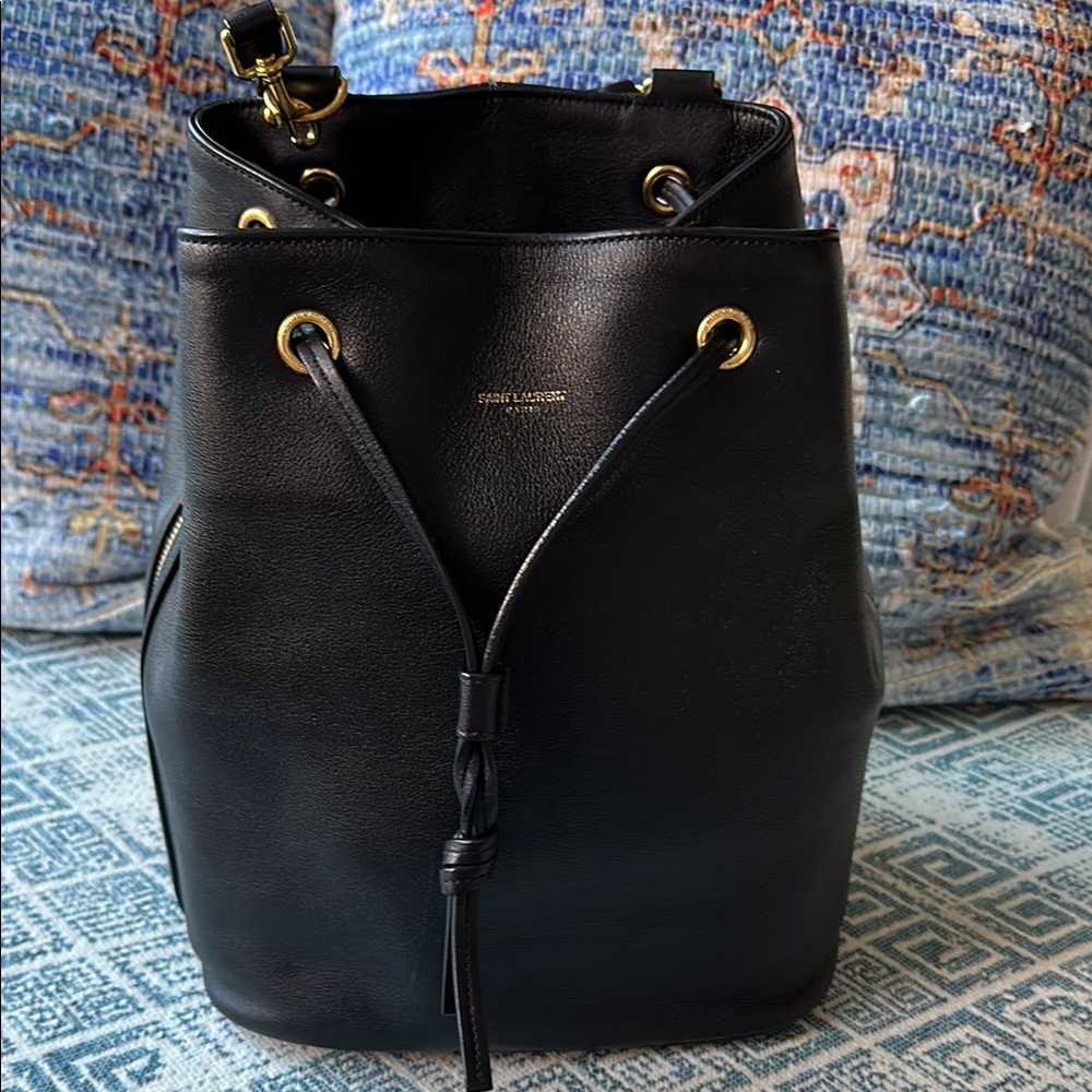 Yves Saint Laurent Black Leather Backpack
